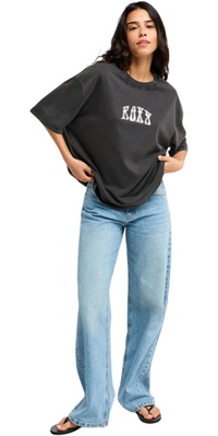 2026 Roxy Frauen Übergröße Gewaschenes T-Shirt ERJZT06150 - Anthracite