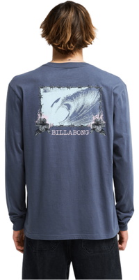 2026 Billabong Mens Retro Poster Long Sleeve T-Shirt EBYZT00615 - Ombre Blue