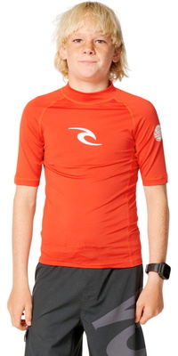 2026 Rip Curl Junior Waves UPF-Lycra-Trikot Mit Kurzen Ärmeln 136BRV  Lava Rot