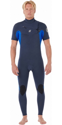 2026 Rip Curl M&auml;nner Dawn Patrol 2/2mm Kurz&auml;melig Brustrei&szlig;verschluss Neoprenanzug 16VMFS - Electric Cobalt