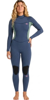 2026 Billabong Frauen Synergy 3/2mm Flatlock R&uuml;ckenrei&szlig;verschluss Neoprenanzug 24BW211601 - Stormy Blue
