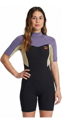 2026 Billabong Frauen Synergy 2mm Rückenreißverschluss Shorty Neoprenanzug ABJW500116 - Grey Violet