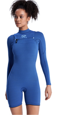 2026 Roxy Frauen Elite Xtra Stretch 2mm Langärmel Brustreißverschluss Frühlings-Neoprenanzug 26BW243501 - Blue Fog