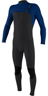 2026 ONeill Mens Hyperfreak+ 5/4mm Chest Zip Wetsuit 5345 - Tempered Steel / Twilight Blue