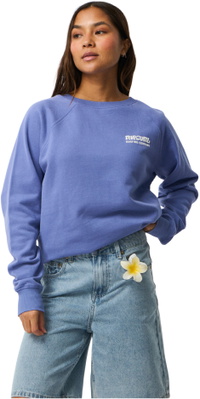 2026 Rip Curl Womens Surf Puff Raglan Relaxed Crew Sweatshirt 0EWWFL - Mid Blue