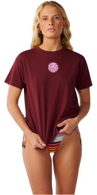 2026 Rip Curl Frauen Symbole Des Surfs Entspannt T-Shirt 0RVWTE - Bone / Dark Plum