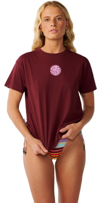 2026 Rip Curl Frauen Ikonen Des Surfs Entspanntes T-Shirt 0RVWTE - Dark Plum