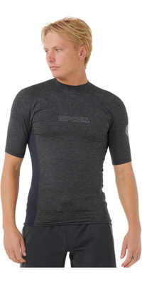 2026 Rip Curl Mens Dawn Patrol UPF Perf Short Sleeve Rash Vest 193MRV - Black Marle