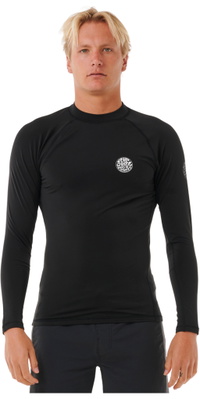 2026 Rip Curl Mens Icons UPF Brushed Long Sleeve Rash Vest 196MRV - Black