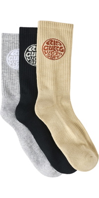 2026 Rip Curl Mens Wetty Crew Sock 3 Pack 009MSO - Khaki Sand