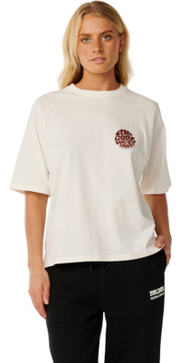 2026 Rip Curl Womens Hibiscus Archive Boxy Tee 0QYWTE - Bone