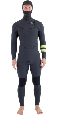 2025 Hurley Männer Plus 5/3mm Mit Kapuze Brustreißverschluss Neoprenanzug MFS0012543 - Black / Lemon
