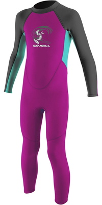 2026 ONeill Kleinkind Mädchen Reactor 2mm Rückenreißverschluss Neoprenanzug 4868G - Berry / Aqua