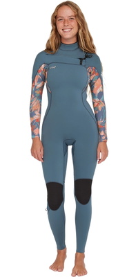 2025 ONeill Frauen Epic 4/3mm Brustreißverschluss Neoprenanzug 5651 - Copen Blue / Painted Tropics