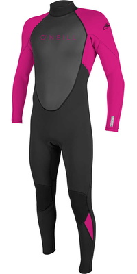 2025 ONeill Youth Reactor II 3/2mm Back Zip Wetsuit 5044 - Black / Berry