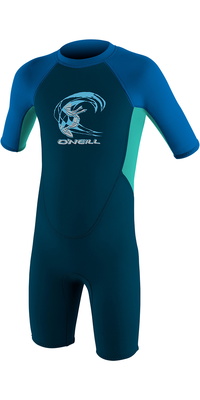 2026 ONeill Kleinkind Reactor 2mm Rückenreißverschluss Shorty Neoprenanzug 4867 - Slate / Aqua / Ocean
