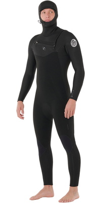 2026 Rip Curl Männer Dawn Patrol 5/4mm Mit Kapuze Brustreißverschluss Neoprenanzug 16OMFS - Black