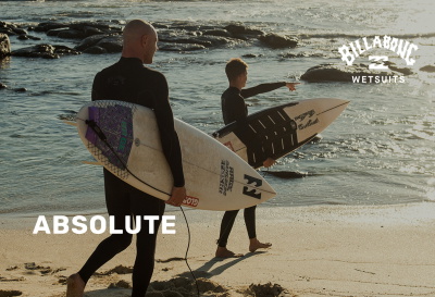 Neoprenanzüge der Billabong Absolute Serie, vom Shorty bis zum Full-Suit
