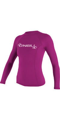 2024 O'neill Women's Basic Skins Langarm Crew Rash Vest 3549 - Fuchsrosa