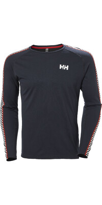 2024 Helly Hansen Mens Lifa Active Stripe Baselayer Crew Top 49412 - Navy