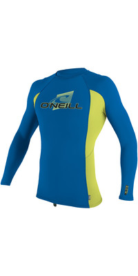 2024 O'neill Youth Premium Skins Langarm-Rash- Rash Vest 4174 - Ocean / Electric Lime