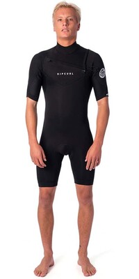 2024 Rip Curl Mens Dawn Patrol 2mm Chest Zip Shorty Wetsuit WSP9GM - Black