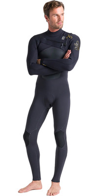 2023 C-Skins Mens ReWired 4/3mm Chest Zip Wetsuit C-RW43MCZ - Anthracite / Black X / Saffron