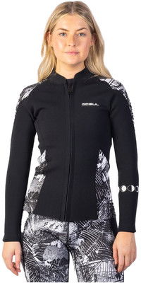 2024 Gul Damen Luna7 Front Zip Sup Neoprenjacke La6301-c1 - Gebrochen Palm / Schwarz