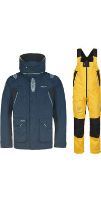 2024 Musto Mnner BR2 Offshore Jacket & Salopette Combi Set - Navy / Gelb