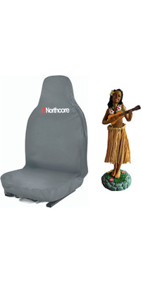 2024 Northcore Waterproof Car Seat Cover & Hawaiian Hula Dashboard Doll Bundle NCHW - Grey