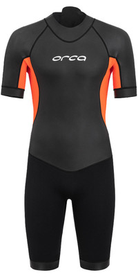 2024 Orca Mnner Vitalis Rckenreiverschluss Open Water Swim Shorty Neoprenanzug NN2Y0 - Black