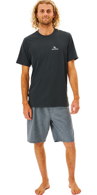 2023 Rip Curl Mens Search Series Short Sleeve Rash Vest 12xmrv - Schwarz Marmoriert