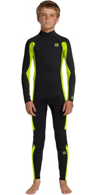 2024 Billabong Junior Foil 4/3mm Rückenreißverschluss Neoprenanzug ABBW100143 - Fluro Lime