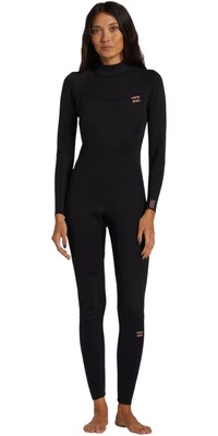 2024 Billabong Frauen Foil 4/3mm Rückenreißverschluss Neoprenanzug ABJW100185 - Washed Black