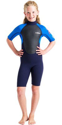 2024 C-Skins Junior Element 3/2mm Back Zip Shorty Wetsuit C-EL32SHJ - Slate / Cyan / Multi