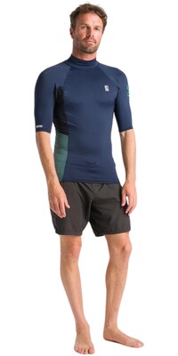 2024 C-Skins Mens NuWave X Short Sleeve Rash Vest C-NLYSSMT - Bluestone / Black / Dark Sage