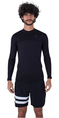 2024 Hurley Mens Channel Crossing Paddle Series Long Sleeve Rash Vest MAT0001050 - Black