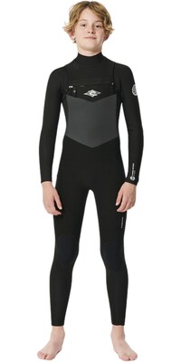 2024 Rip Curl Junior Dawn Patrol 5/3mm Brustreißverschluss Neoprenanzug 13JBFS - Black