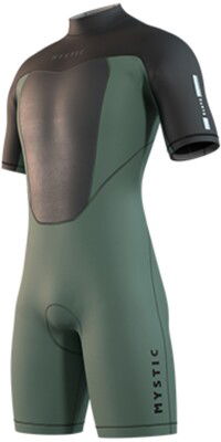 2025 Mystic Mens Brand 3/2mm Back Zip Flatlock Shorty Wetsuit 35000.250035 - Dark Olive