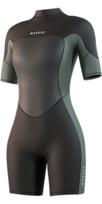 2025 Mystic Womens Brand 3/2mm Back Zip Flatlock Shorty Wetsuit 35000.250064 - Dark Olive