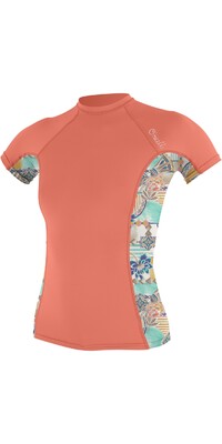 O'Neill Womens Side Print Short Sleeve Rash Guard 5405S - Nectar / Zephora