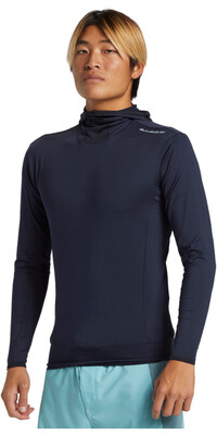 2024 Quiksilver Mens Highline Long Sleeve Hooded UPF 50 Surf T-Shirt AQYWR03145 - Dark Navy