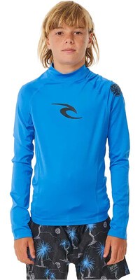 2024 Rip Curl Boys Brand Wave UPF Long Sleeve Rash Vest 122BRV - Blue Gum