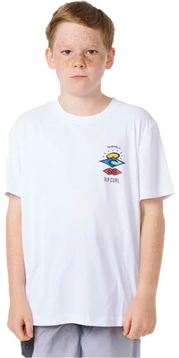 2024 Rip Curl Jungen Icons Surflite UPF Short Sleeve Lycra Vest 12ABRV - White