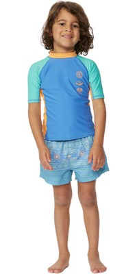 2024 Rip Curl Jungen Mystic Waves UPF Short Sleeve Lycra Vest TNPTRV - Blue Yonder