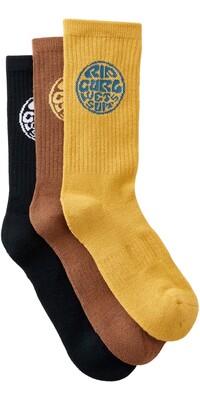 2024 Rip Curl Mens Wetty Crew Sock 3-PK 009MSO - Dusted Chocolate