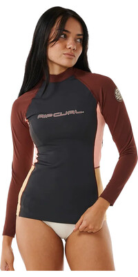 2024 Rip Curl Frauen Block Party UPF 50 Long Sleeve Tee 15YWRV - Plum