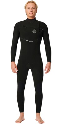 2024 Rip Curl Männer E Bomb 4/3mm Brustreißverschluss Neoprenanzug 14ZMFS - Black