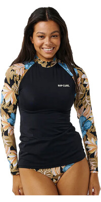 2024 Rip Curl Womens Follow The Sun UPF 50 Long Sleeve Rash Vest 16AWRV - Black