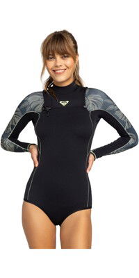 2024 Roxy Womens Elite XT 1.5mm Long Sleeve Front Zip Spring Wetsuit ERJW403064 - Anthracite The Palms Wetsuit